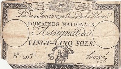 France 25 Sols - Coq - 04-01-1792 - Sign. Hervé - Série 205