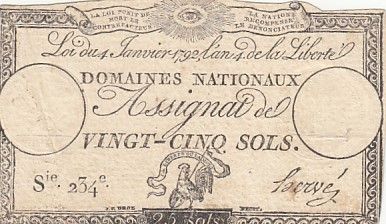 France 25 Sols - Coq - 04-01-1792 - Sign. Hervé - Série 234