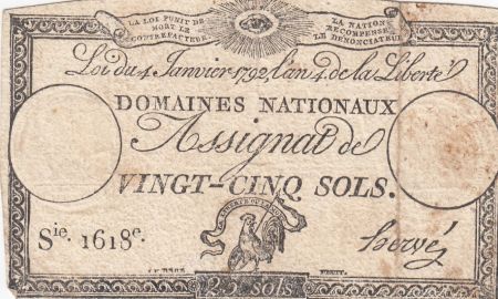 France 25 Sols - Coq - 04-01-1792 - Sign. Hervé - Séries variés