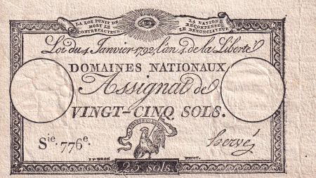 France 25 Sols - Coq (04-01-1792) - SPL - Sign. Hervé