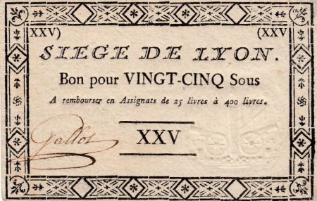 France 25 Sous Siège de Lyon - 19-09-1793