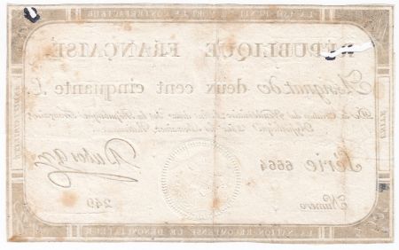 France 250 Livres 7 Vendemiaire An II - 28.9.1793 - Sign. Dubosc - PTB