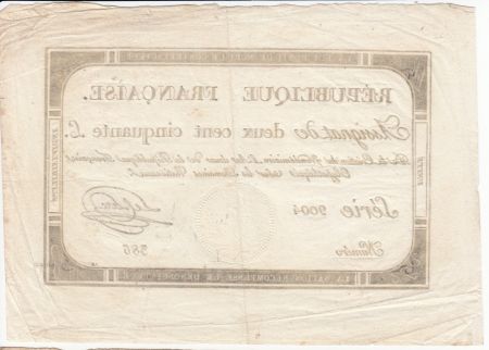 France 250 Livres 7 Vendemiaire An II - 28.9.1793 - Sign. Leclerc