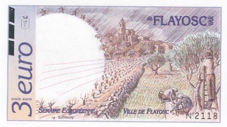 France 3 euros - Semaine Européenne - Ville de Flayosc - Var - 1996