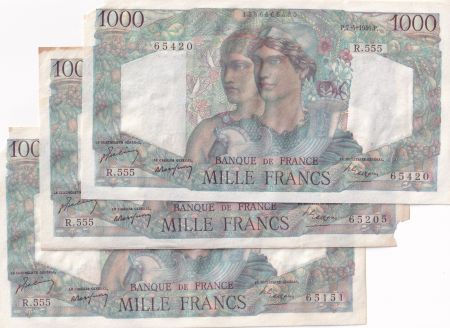France 3 X 1000 Francs - Minerve et Hercule - 07-04-1949 - Série R.555 - F.41.26