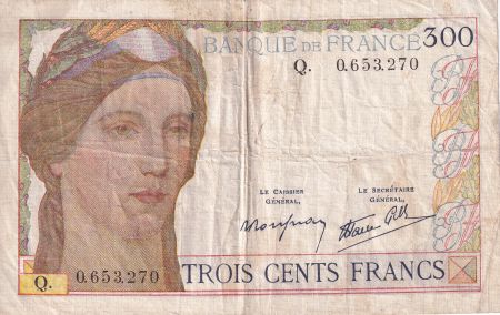 France 300 Francs - Cérès et Mercure - 1939 - Lettre Q - TB - F.29.03