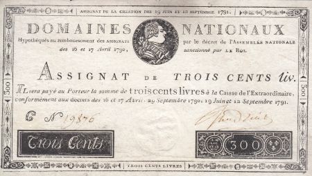 France 300 Livres Louis XVI - 19 Juin et 12 Sept. 1791 - Série C 19876