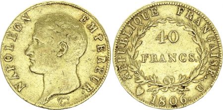 France 40 Francs - Napoléon I - Tête nue - 1806 U Turin
