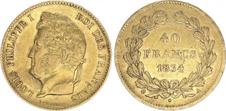 France 40 Francs Louis Philippe Ier Tête Laurée - 1834 A - Or