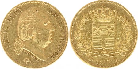 France 40 Francs Louis XVIII - 1817 A - Or