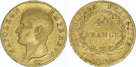 France 40 Francs Napoléon I Empereur - 1806 U Turin - Or