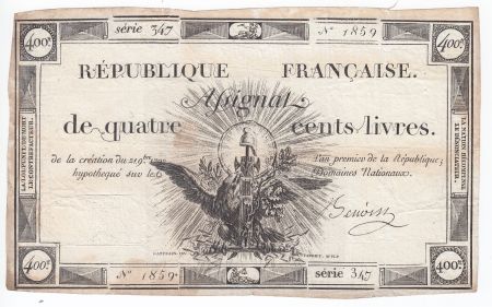 France 400 Livres 21-11-1792 - Sign. Darnaud Série 1197 - TB+