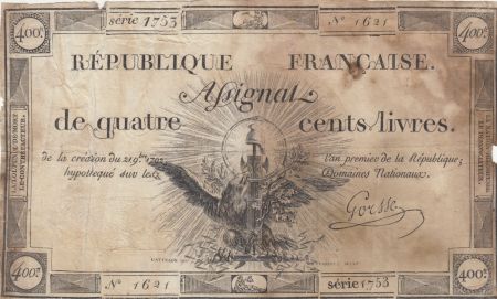 France 400 Livres 21-11-1792 - Sign. Gorsse - Série 1753 - p.TB
