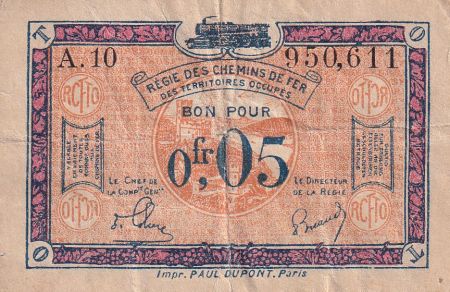 France 5 Centimes - Régie des chemins de Fer - 1923 - Série A10 - TB - 135.01