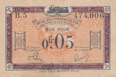 France 5 Centimes - Régie des chemins de Fer - 1923 - Série B.5 - 135.01