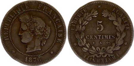 France 5 Centimes Cérès - 1876 K Bordeaux