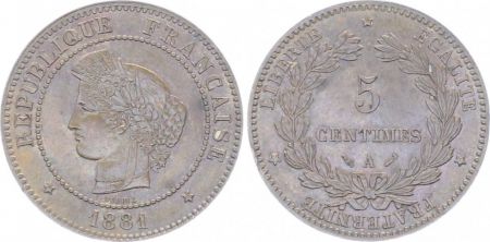 France 5 Centimes Cérès - Troisième République - 1881 A