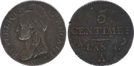 France 5 Centimes Dupré - Directoire An 4 A Paris (1796)