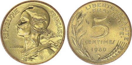 France 5 Centimes Marianne - 1980  issu de coffret BU