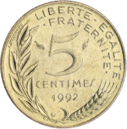 France 5 Centimes Marianne FRANCE 1992  4 Plis (N)