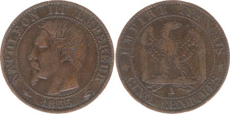 France 5 Centimes Napoléon III - Tête Nue -1855 A Paris