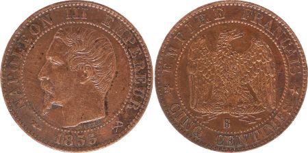 France 5 Centimes Napoléon III - Tête Nue -1855 B Rouen