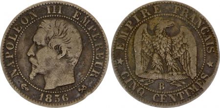 France 5 Centimes Napoléon III - Tête Nue -1856 B Rouen