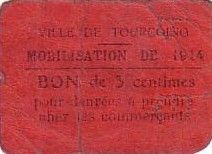 France 5 Centimes Tourcoing Mobilisation de 1914