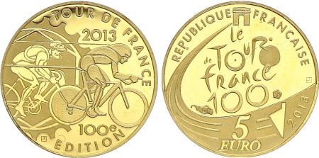 France 5 Euro OR  - Cyclisme 100 ans du Tour de France 2013 - Frappe BE - sans boîte ni certificat