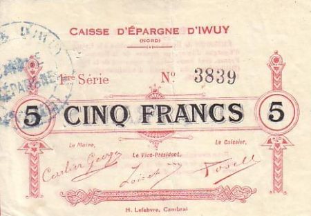France 5 F Iwuy Caisse d\'épargne - 16/01/1916