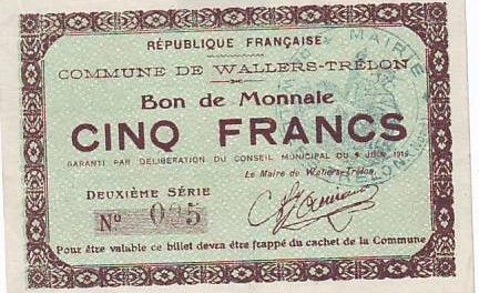 France 5 F Wallers-Trelon Bon de monnaie
