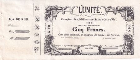 France 5 Francs - Banque de l\'Unité - 1870