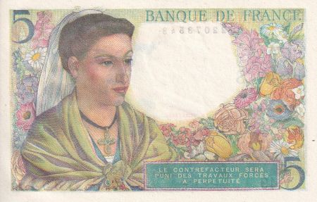 France 5 Francs - Berger - 1943 -  Série V.49 - NEUF - F.05.03