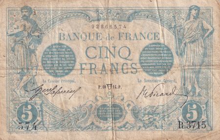 France 5 Francs - Bleu - 10-04-1914 - Série B.3715- F.02.22
