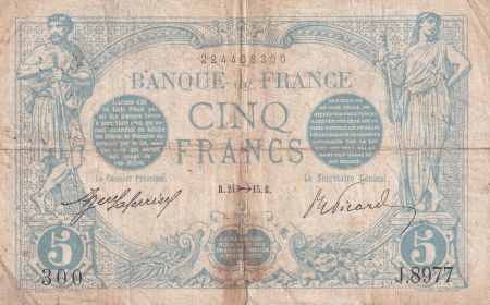 France 5 Francs - Bleu - 24-10-1915 - Série J.8977- F.02.33