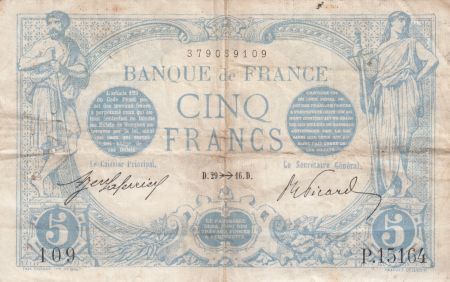 France 5 Francs - Bleu - 29-11-1916 - Série P.15164  - F.02.45