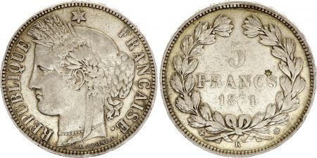 France 5 Francs - Cérès - 1871 K Bordeaux