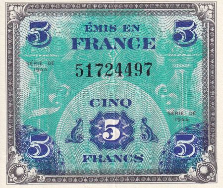 France 5 Francs - Drapeau - 1944 - Sans Série  - SPL  - VF.17.01