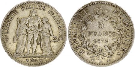 France 5 Francs - Hercule - IIIeme République - 1875 A Paris