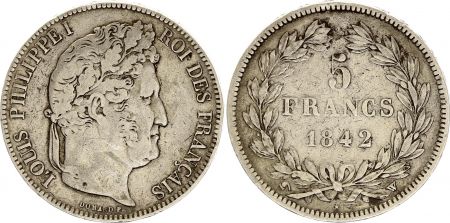 France 5 Francs - Louis-Philippe 1er - 1842 W Lille
