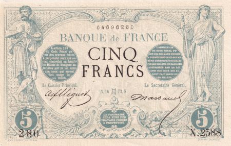 France 5 Francs - Noir - 16-05-1873 - Série X.2588 - F.01.18