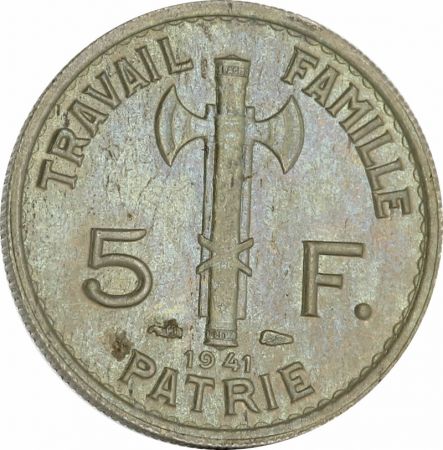 France 5 Francs – Type Pétain – France 1941 (SUP)