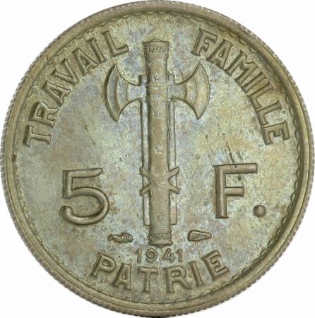 France 5 Francs  Type Pétain  France 1941 (SUP)
