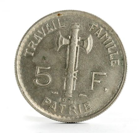 France 5 Francs  Type Pétain  France 1941 (SUP)