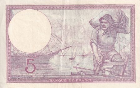 France 5 Francs - Violet - 04-05-1933 - Série Z.56935 - F.03.17