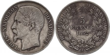 France 5 Francs, Louis-Napoléon Bonaparte - 1852 A Paris