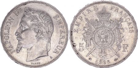 France 5 Francs, Napoleon III - 1868 A SUP