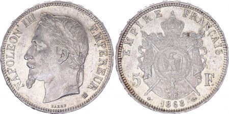 France 5 Francs, Napoleon III - 1868 BB SUP