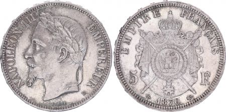 France 5 Francs, Napoleon III - 1870 BB SUP