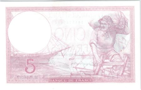 France 5 Francs 1939 - Série M.64632 - Violet